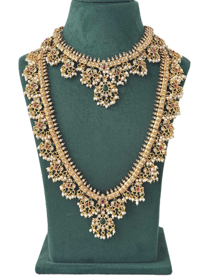 Guttapusalu Pearl Cluster Traditional Haram Set