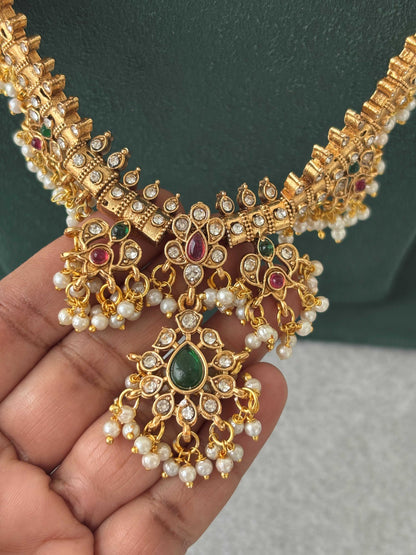 Guttapusalu Pearl Cluster Traditional Haram Set