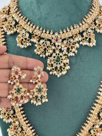 Guttapusalu Pearl Cluster Traditional Haram Set