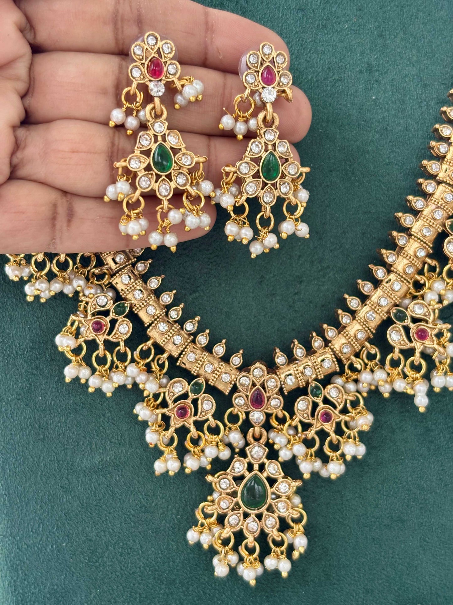 Guttapusalu Pearl Cluster Traditional Haram Set