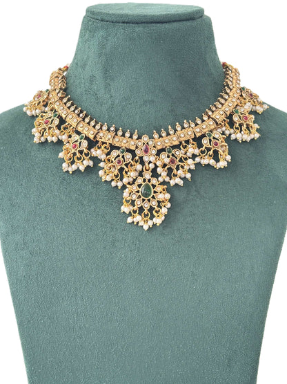 Guttapusalu Pearl Cluster Traditional Haram Set