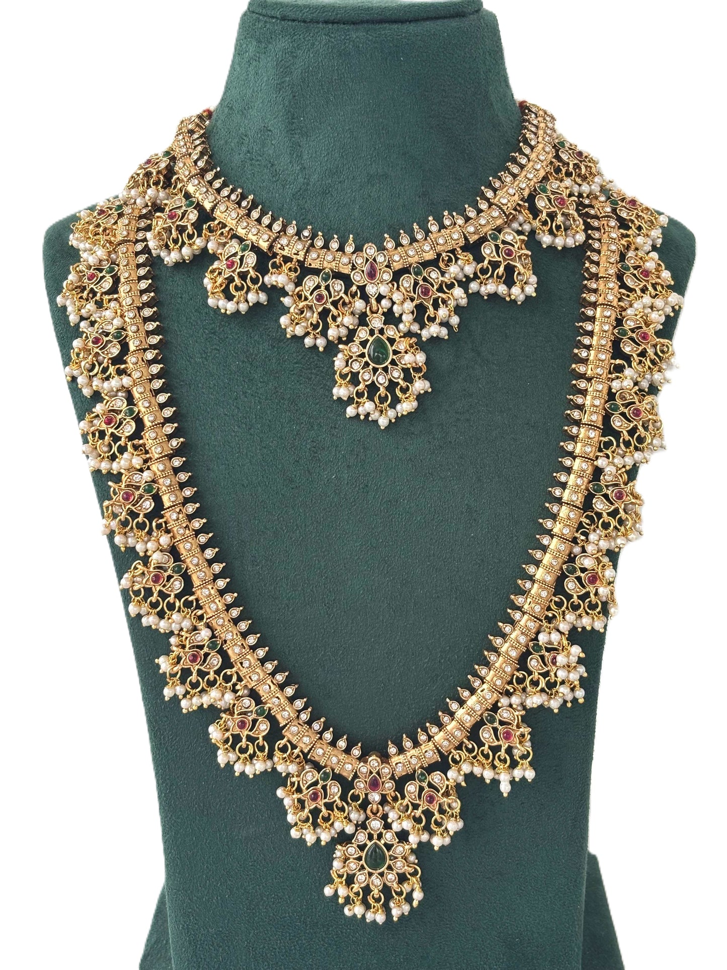 Guttapusalu Pearl Cluster Traditional Haram Set