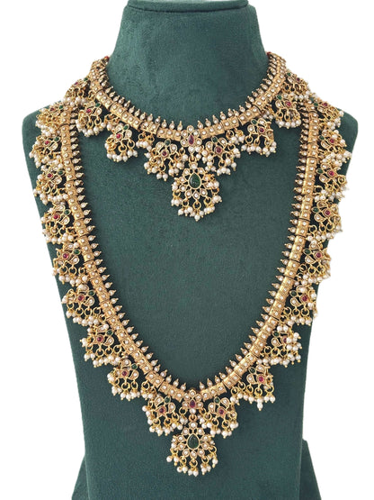 Guttapusalu Pearl Cluster Traditional Haram Set