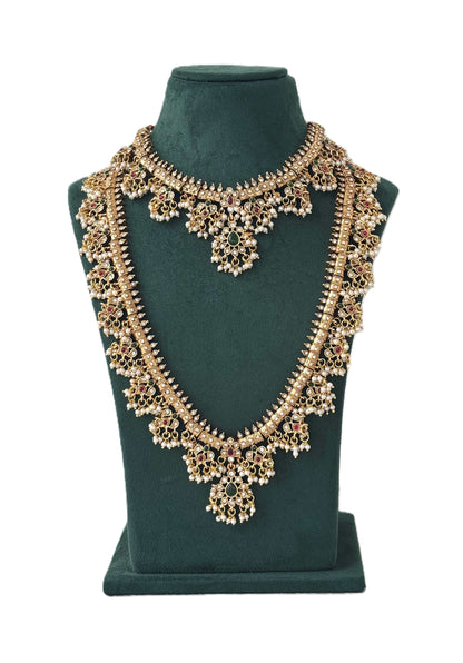 Guttapusalu Pearl Cluster Traditional Haram Set