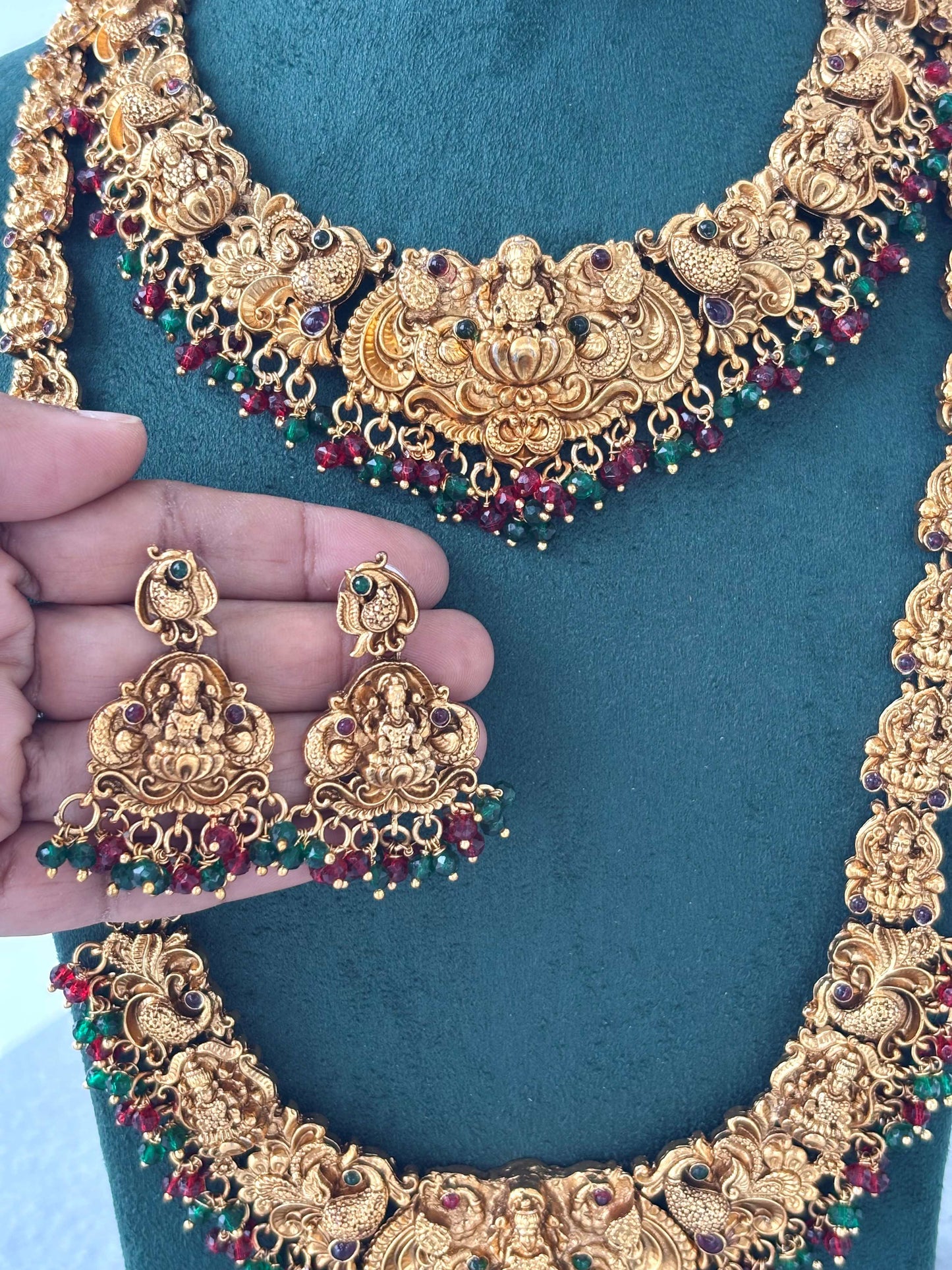 Ornate Deity Bead Dangle Temple Set