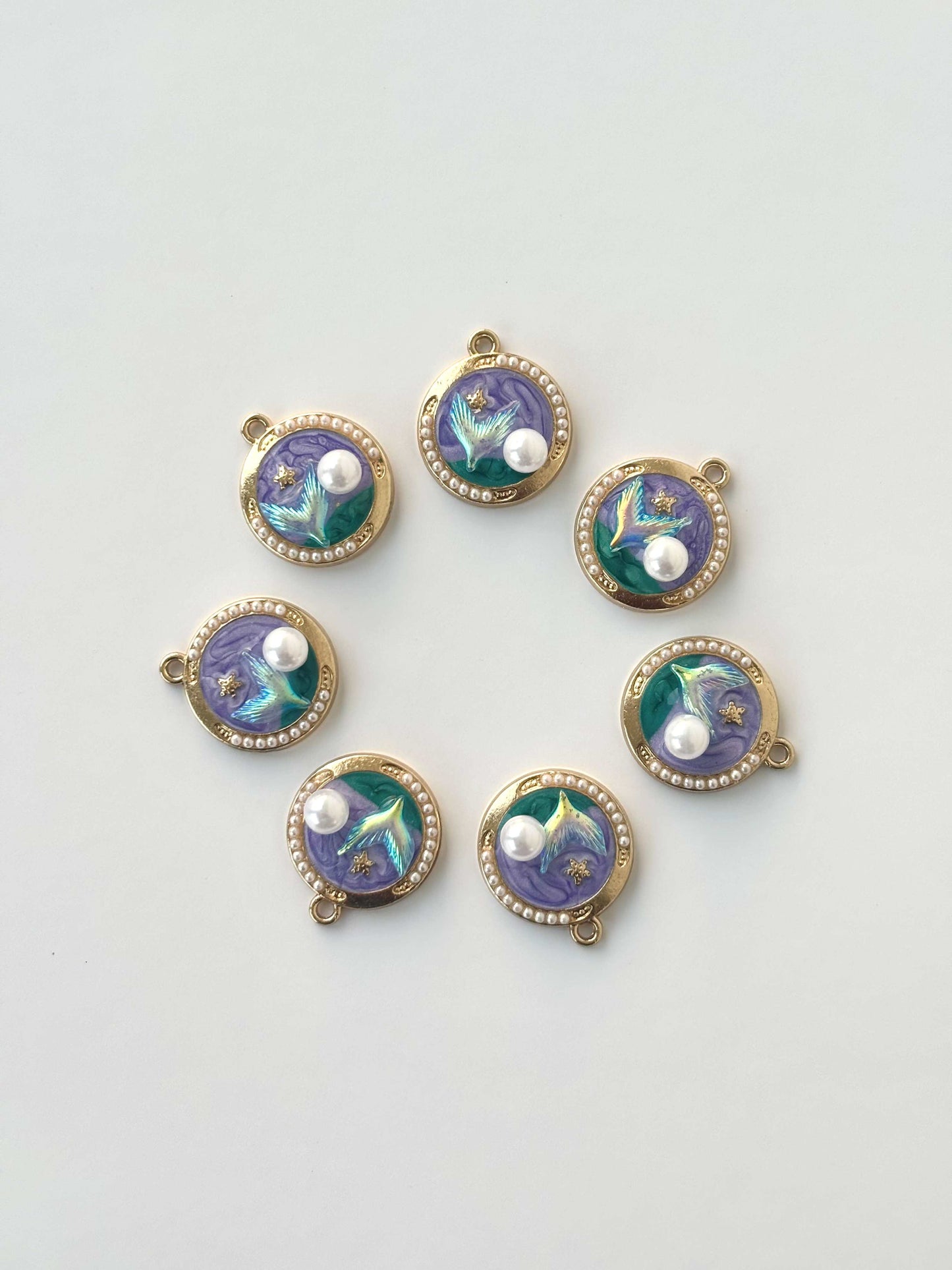 Iridescent Mermaid Tail Pearl Charms
