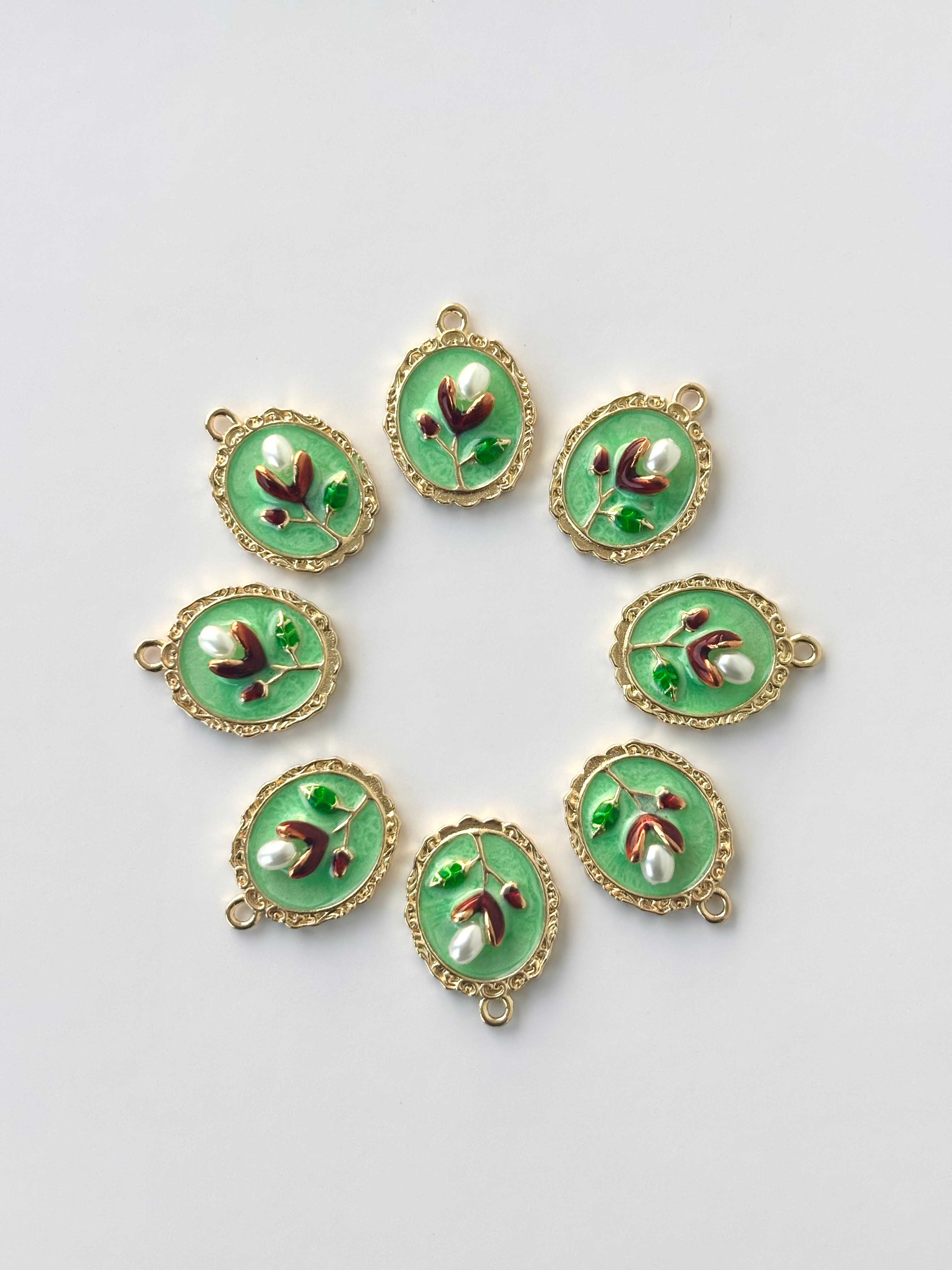 Pearl and Burgundy Bud Charms