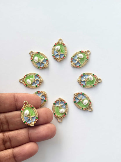 Starfish and Pearl Enamel Charms