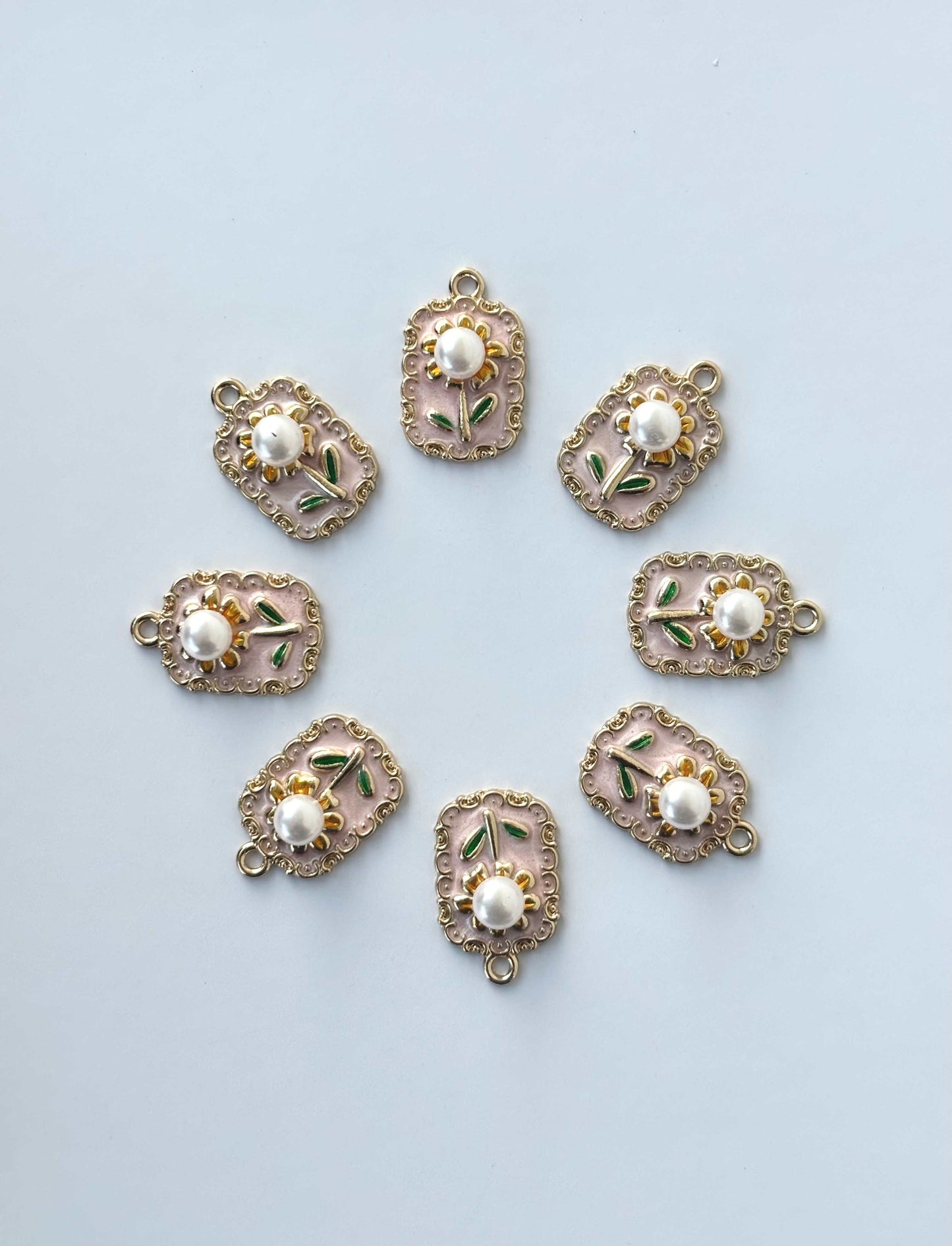 Sunflower Pearl Enamel Charms
