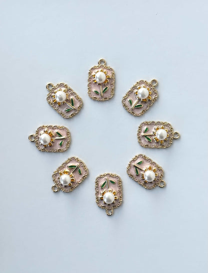 Sunflower Pearl Enamel Charms