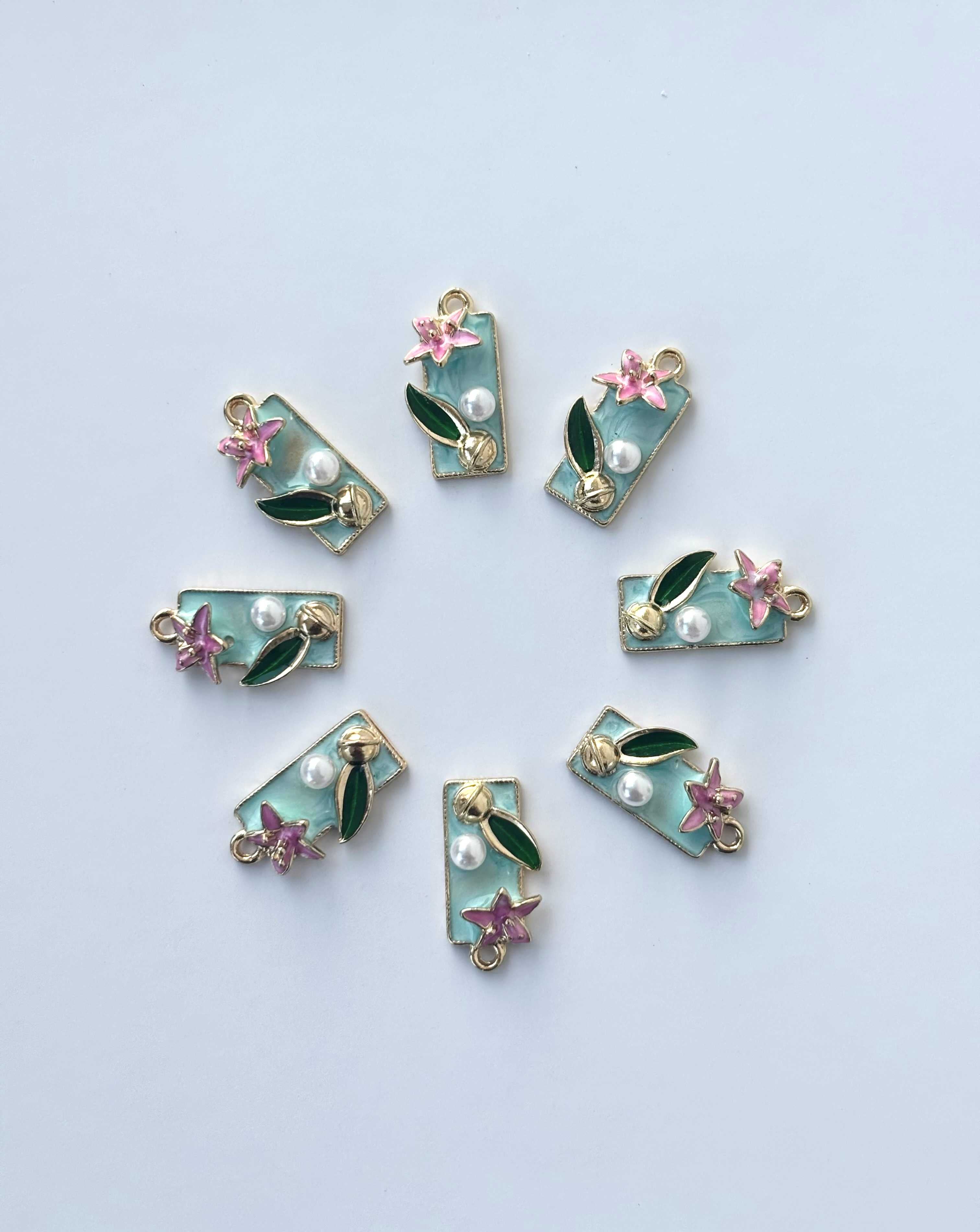 Mint Rose Enamel Charms
