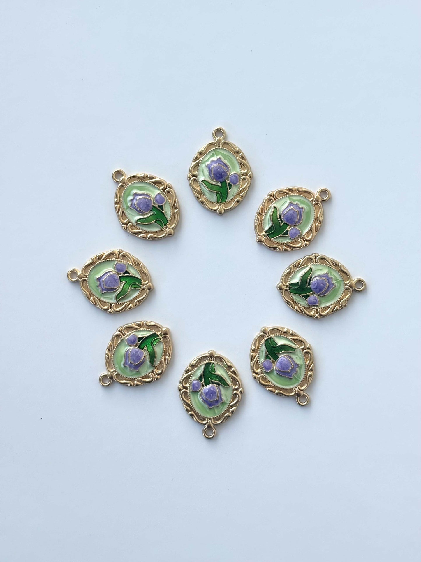 Purple Garden Tulip Enamel Charms