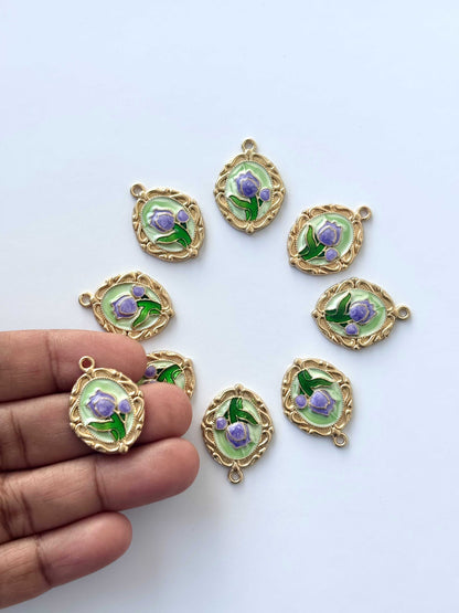Purple Garden Tulip Enamel Charms