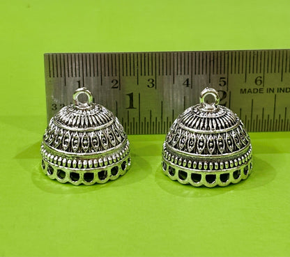 Traditional Silver Jhumka Base with Geometric Design