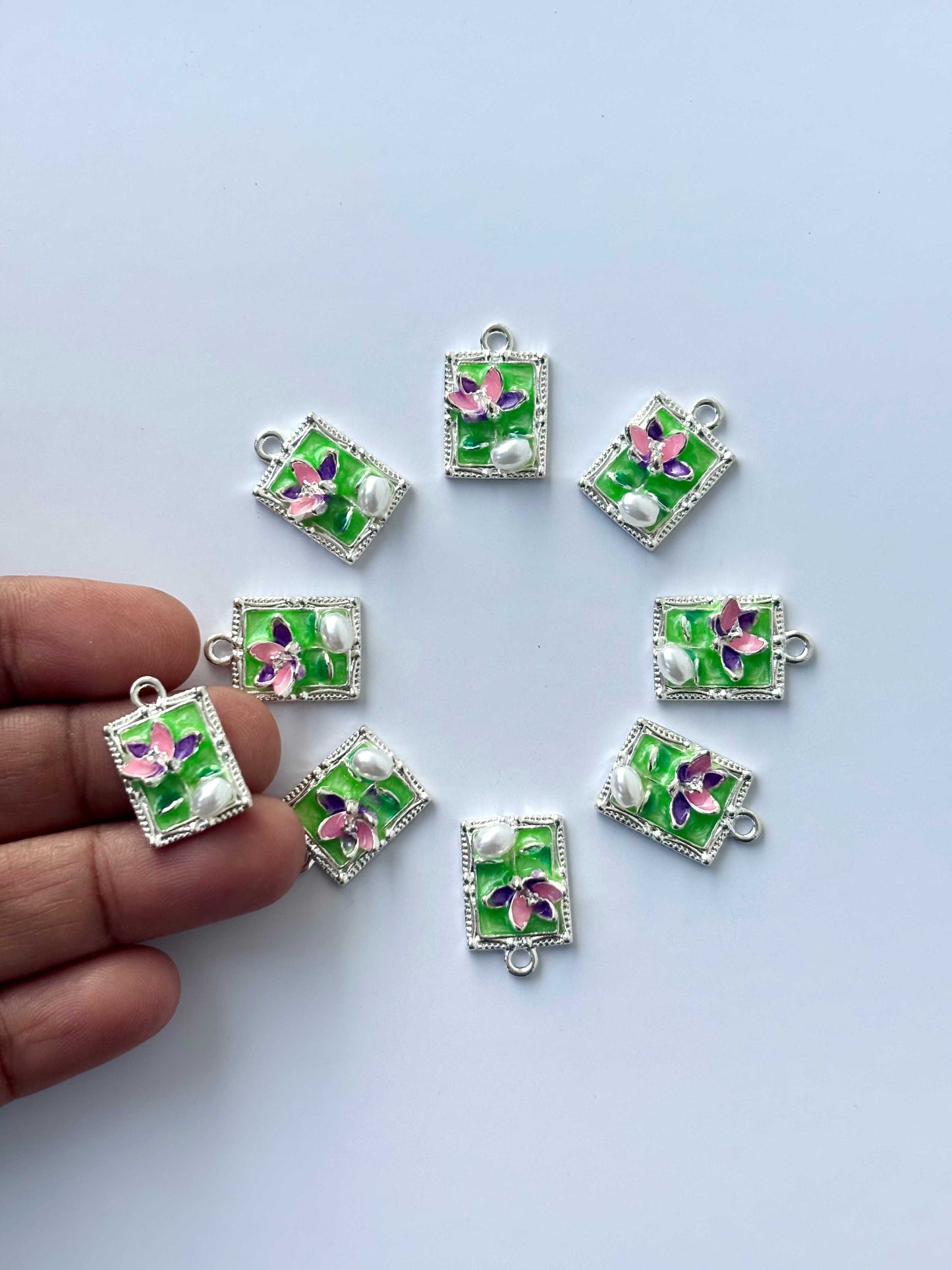 Orchid Pearl Enamel Charms