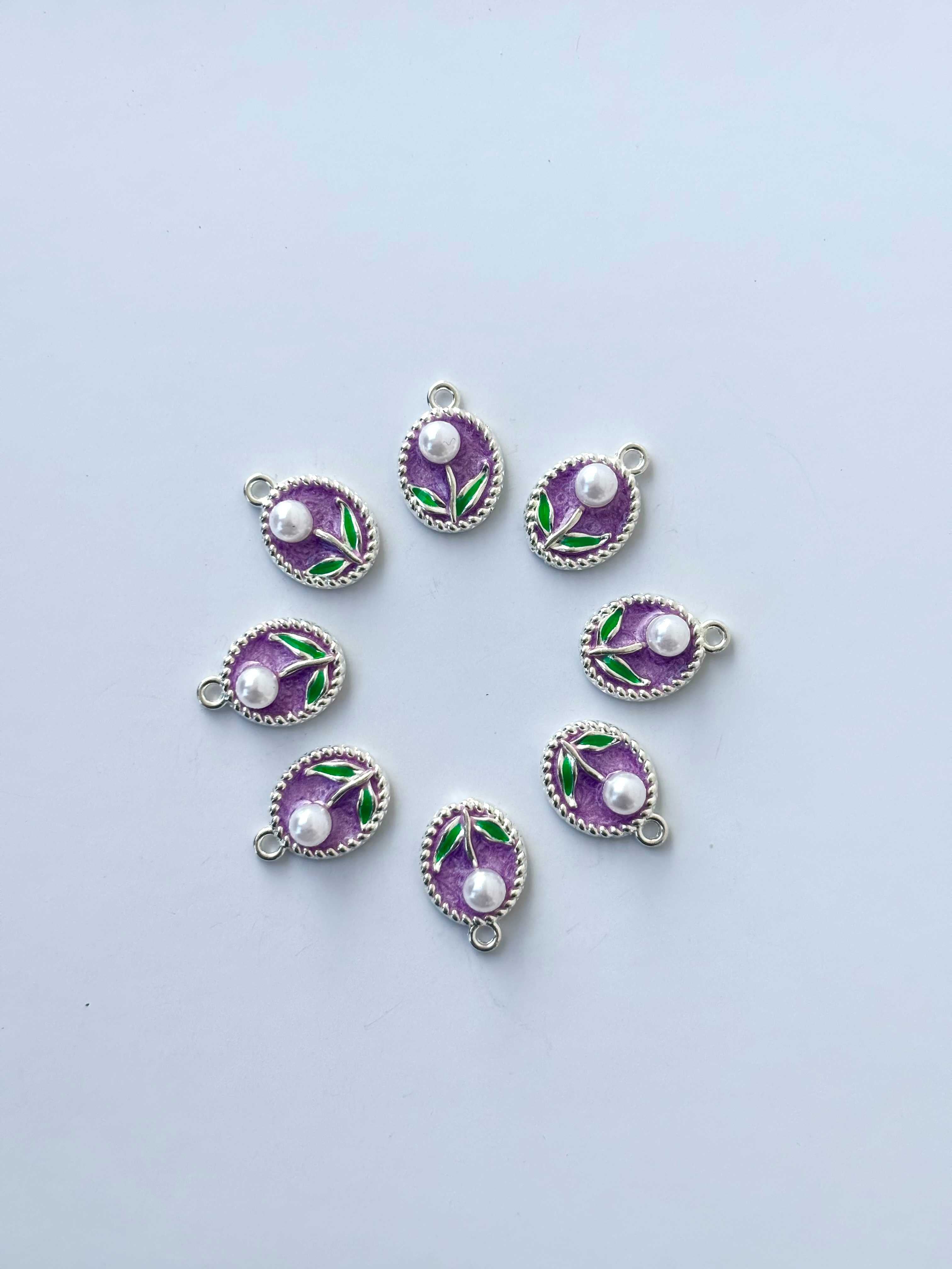 Violet Enamel Flower Charms