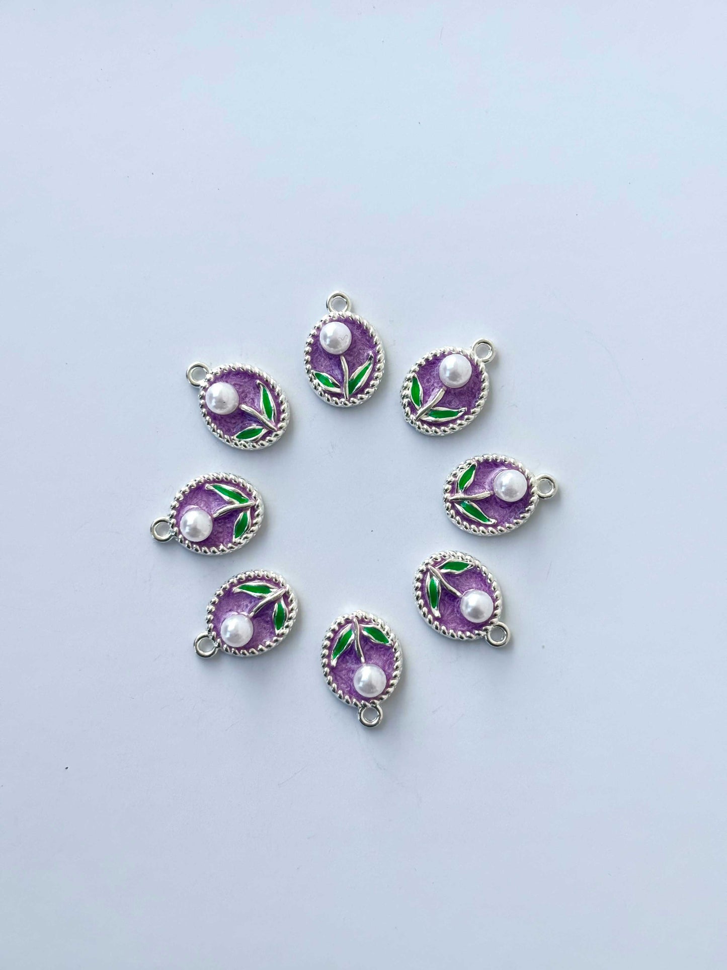 Violet Enamel Flower Charms