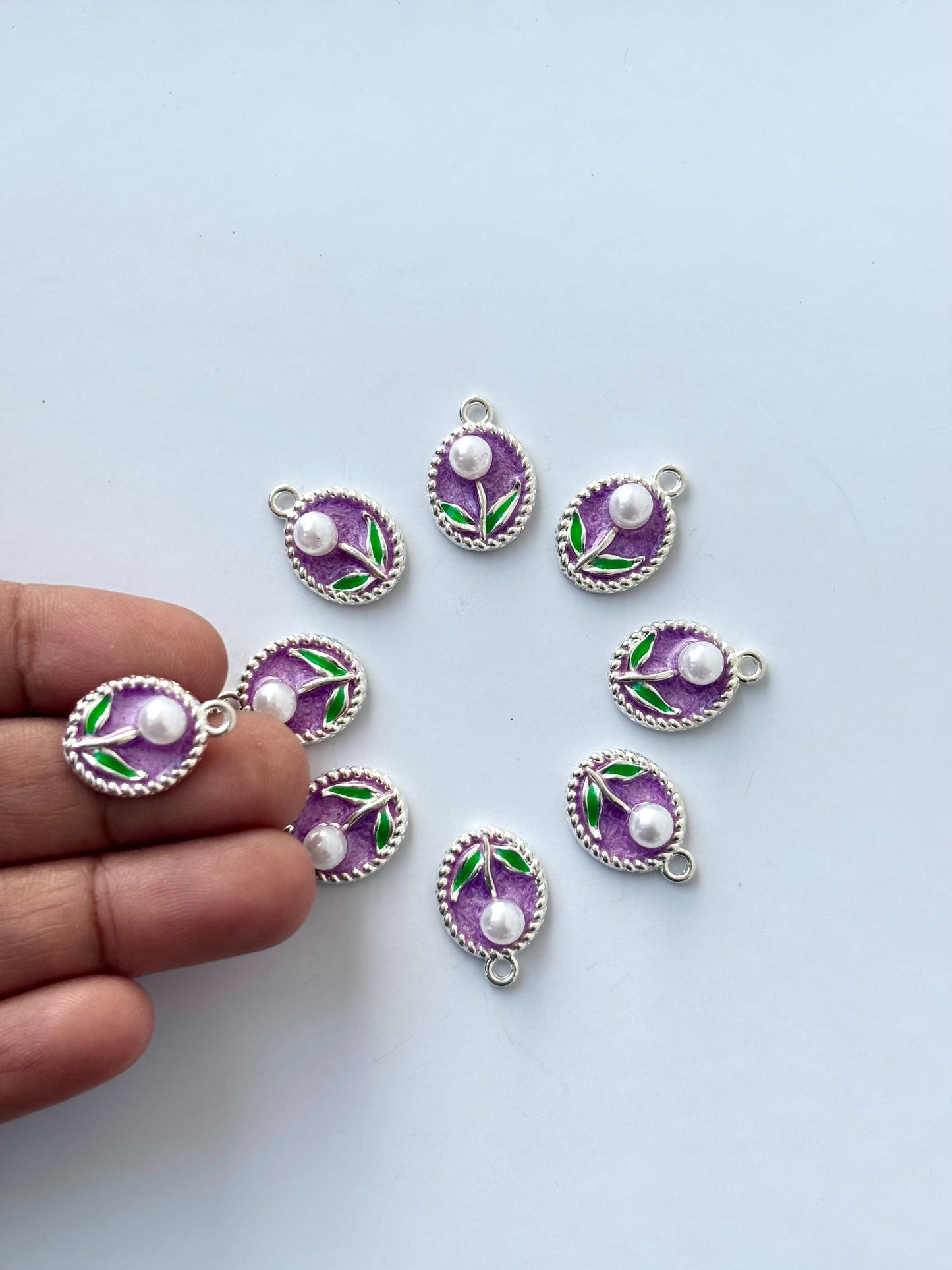 Violet Enamel Flower Charms