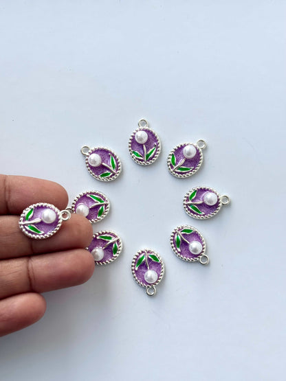 Violet Enamel Flower Charms