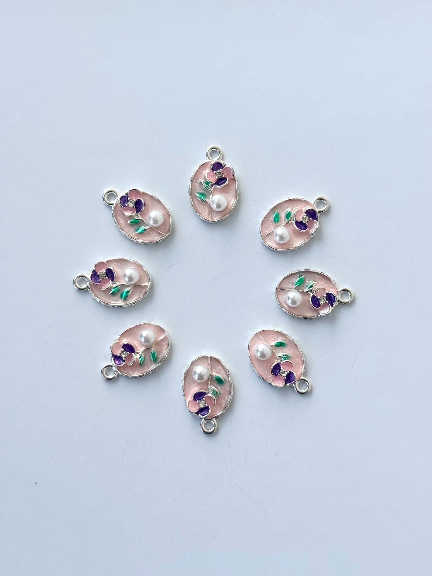 Pink and Purple Floral Enamel Charms