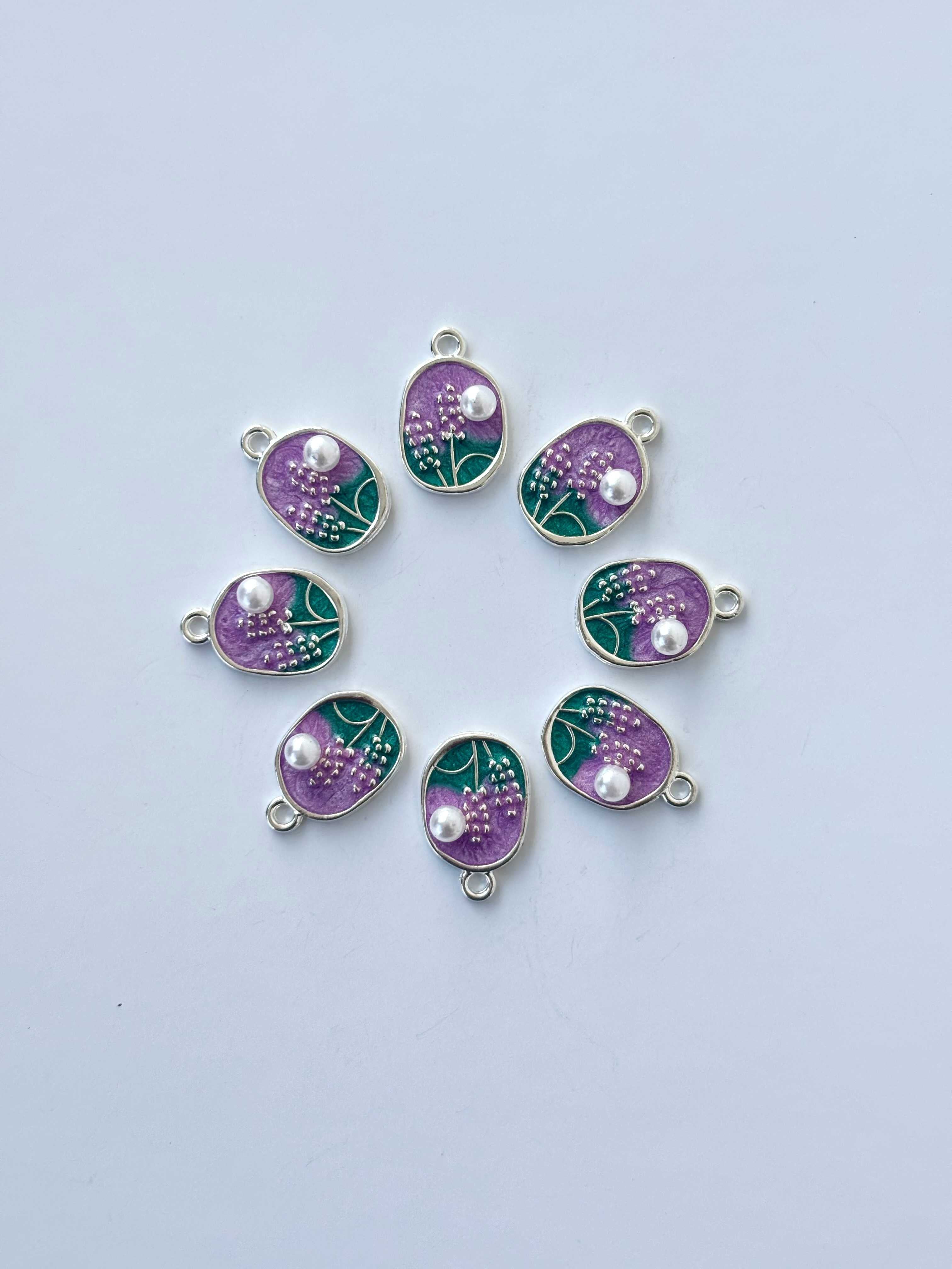 Lavender Field Enamel Charms