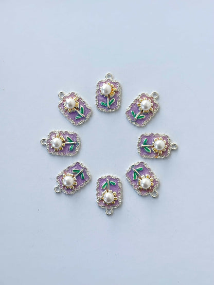 Purple Daisy Enamel Charms