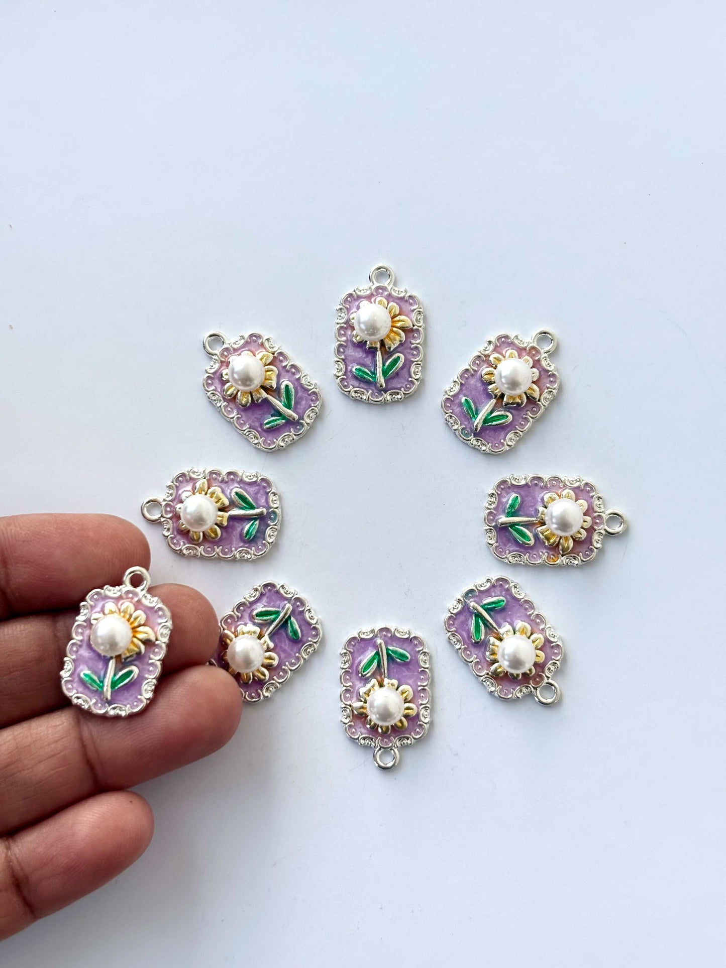 Purple Daisy Enamel Charms