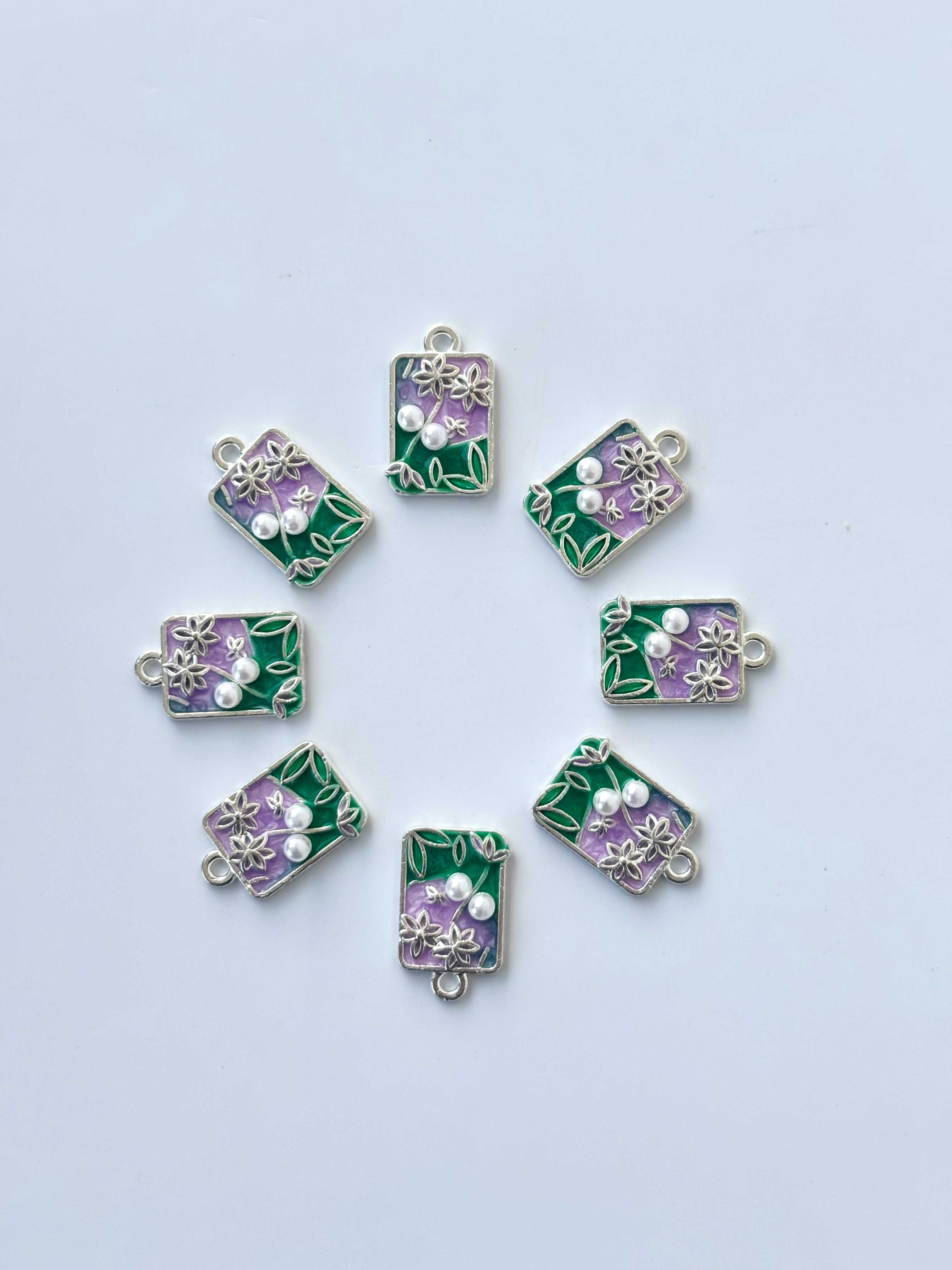 Lilac Pearl Enamel Charms