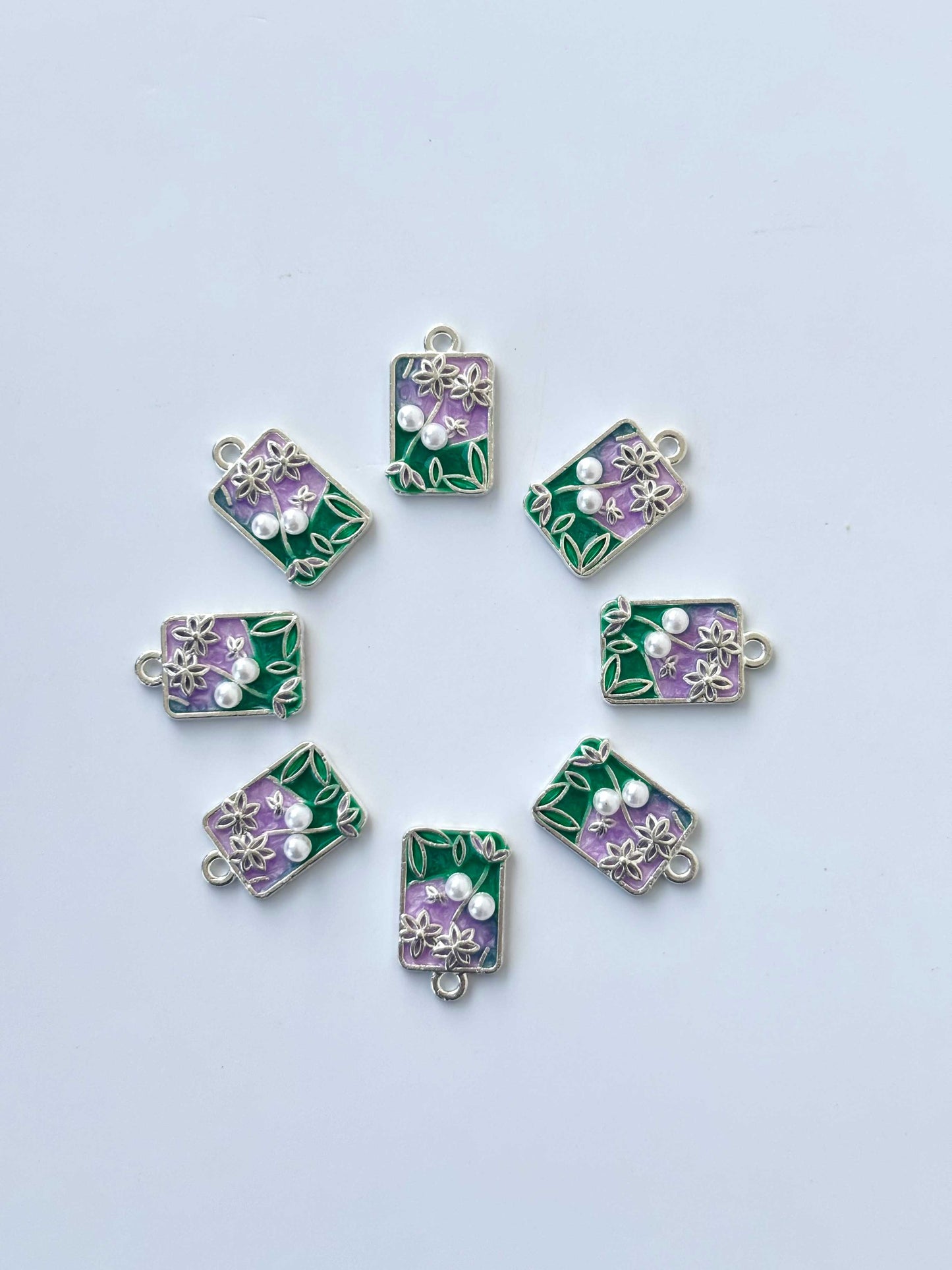 Lilac Pearl Enamel Charms