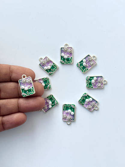 Lilac Pearl Enamel Charms