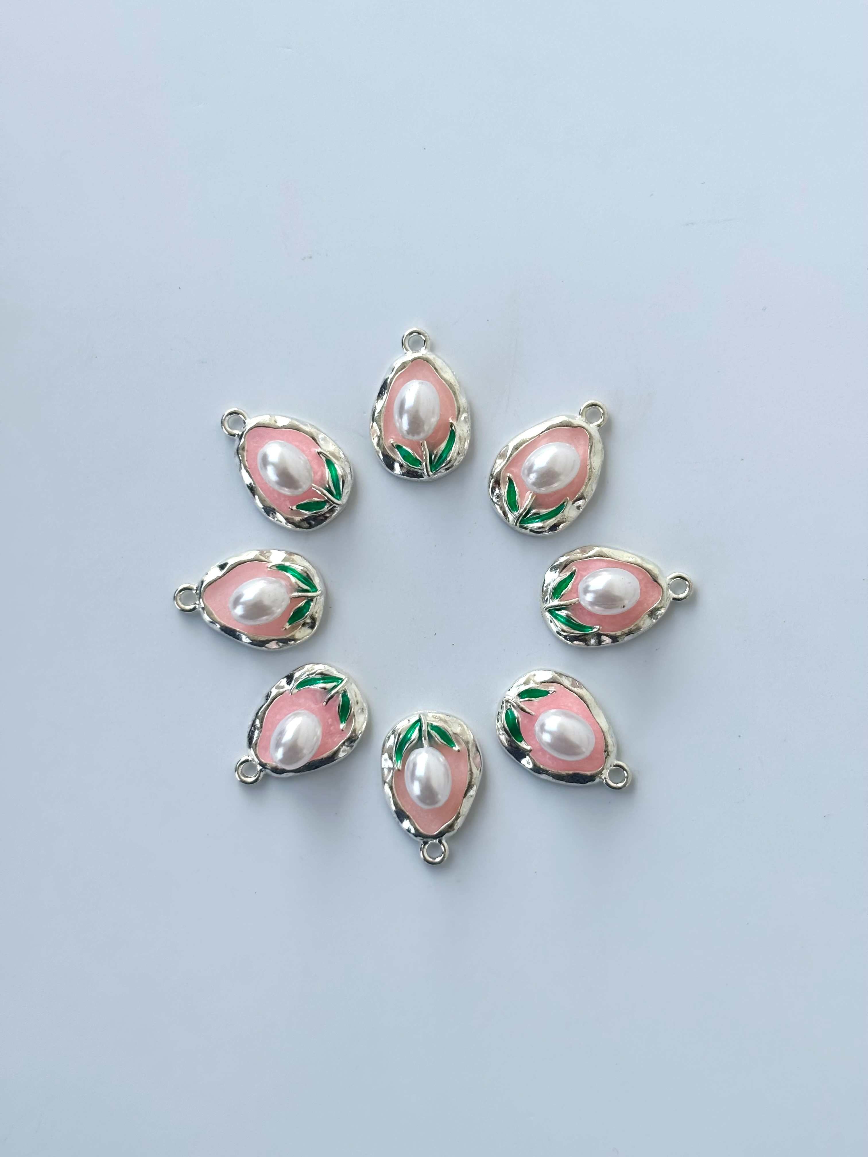 Pink Tulip Pearl Charms