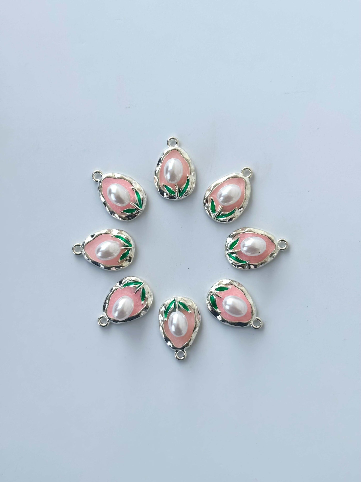 Pink Tulip Pearl Charms