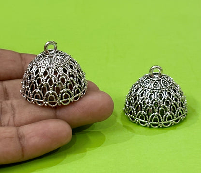 Ethnic Filigree Silver Jhumka Base for Women