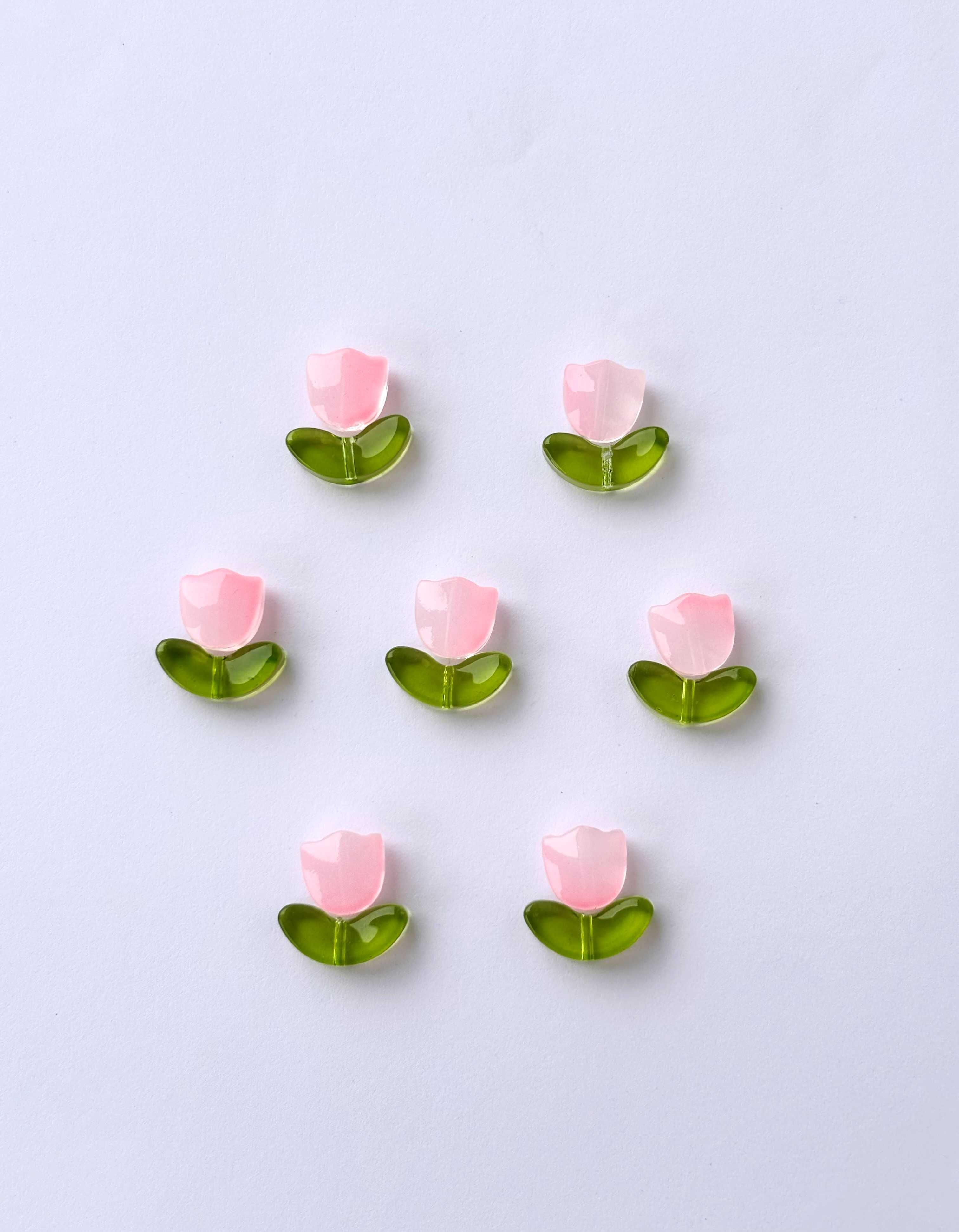 Pink Tulip Flower Beads