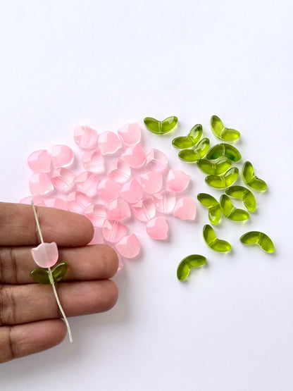 Pink Tulip Flower Beads