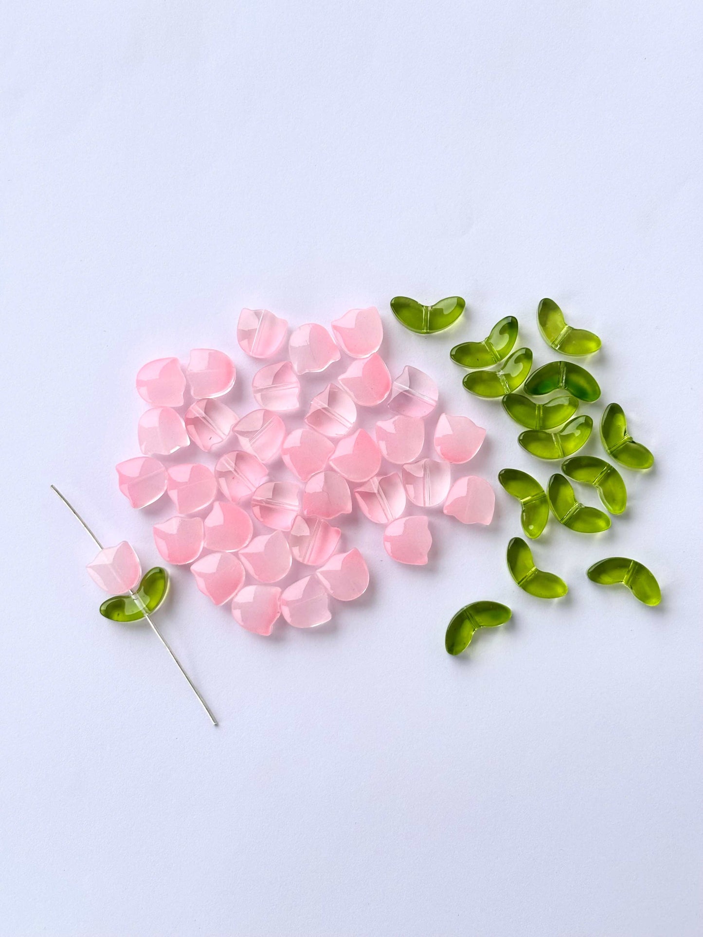 Pink Tulip Flower Beads