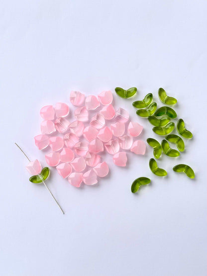 Pink Tulip Flower Beads
