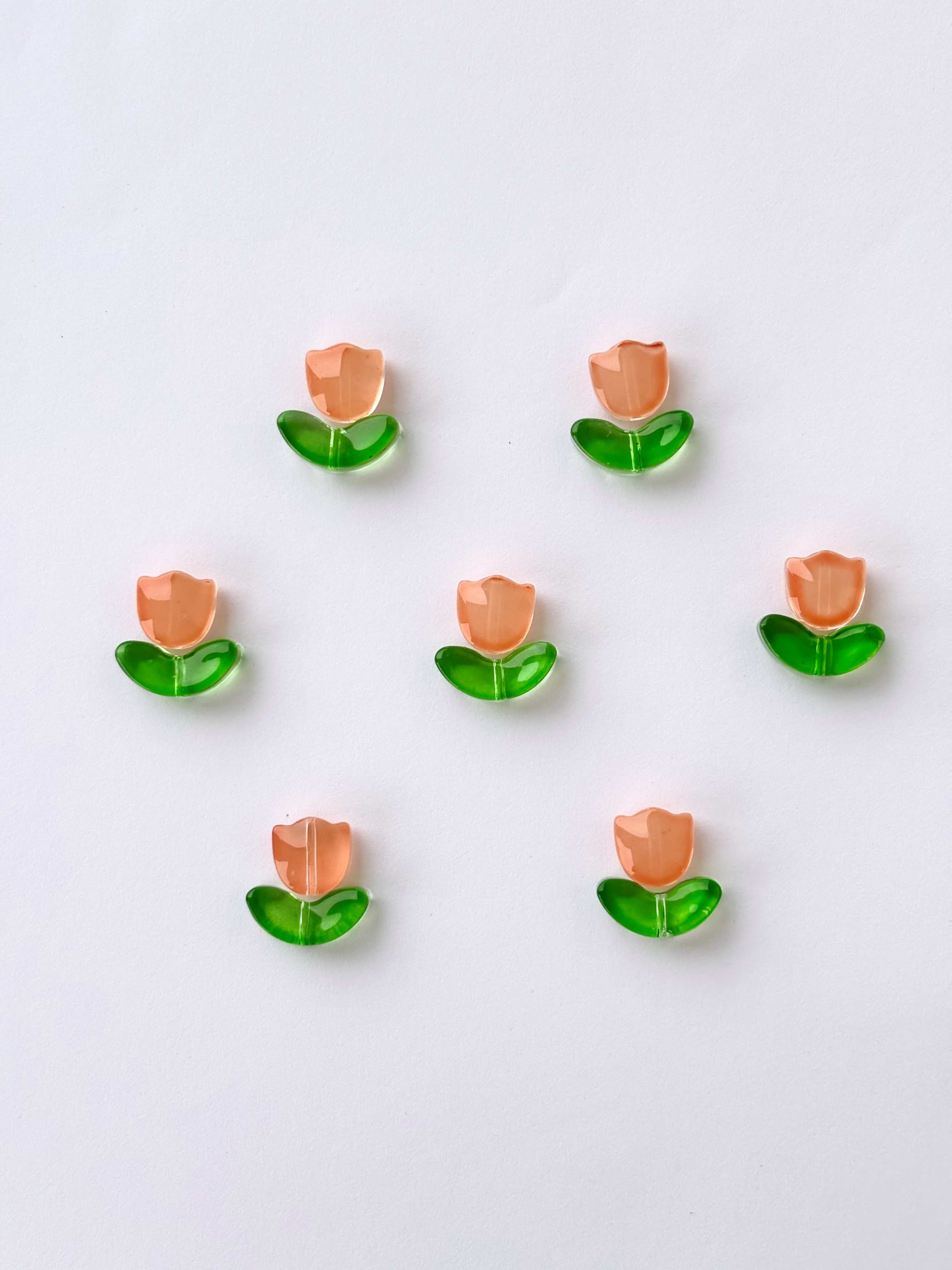 Orange Tulip Flower Beads