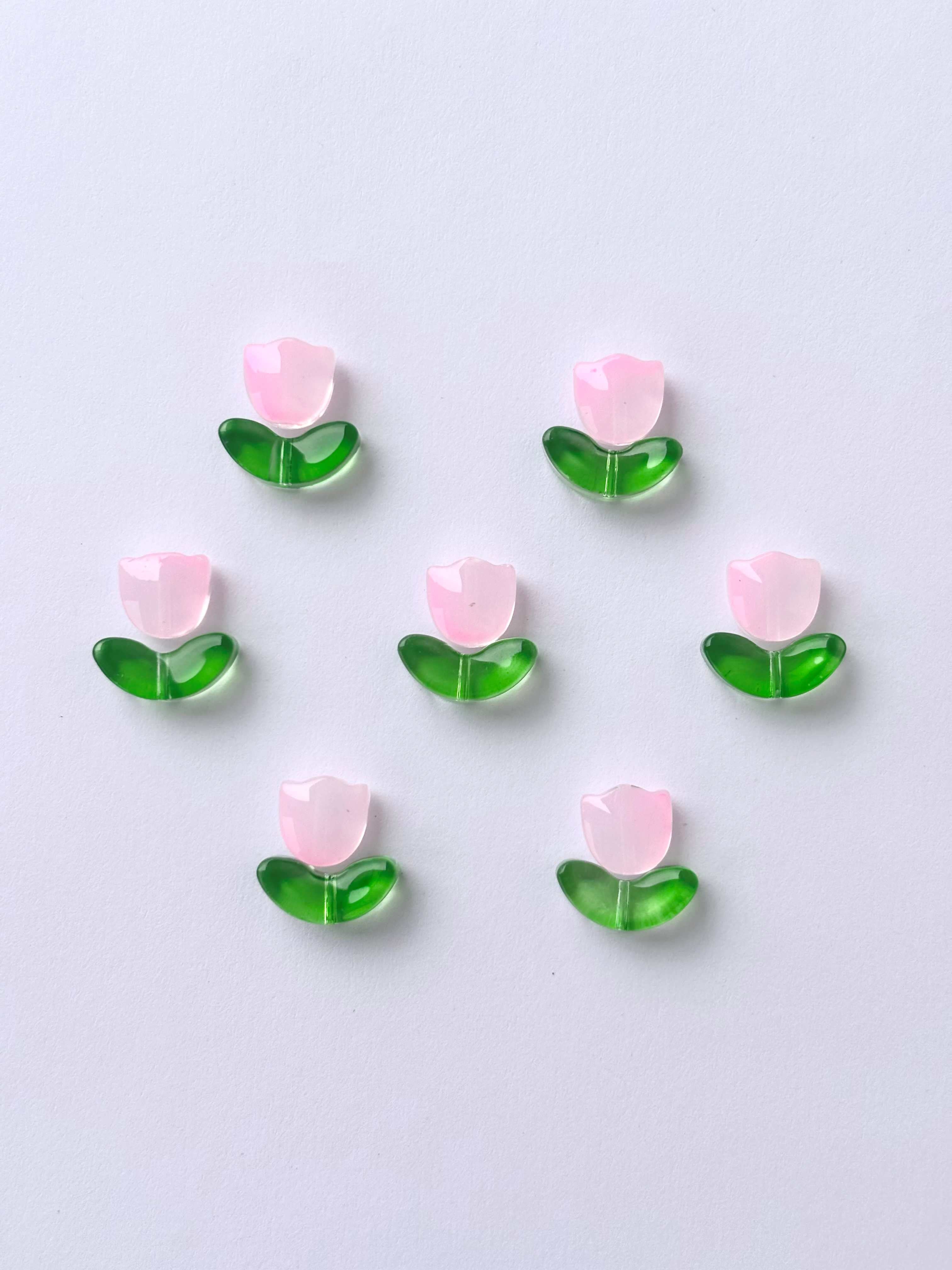 Translucent Pink Tulip Beads