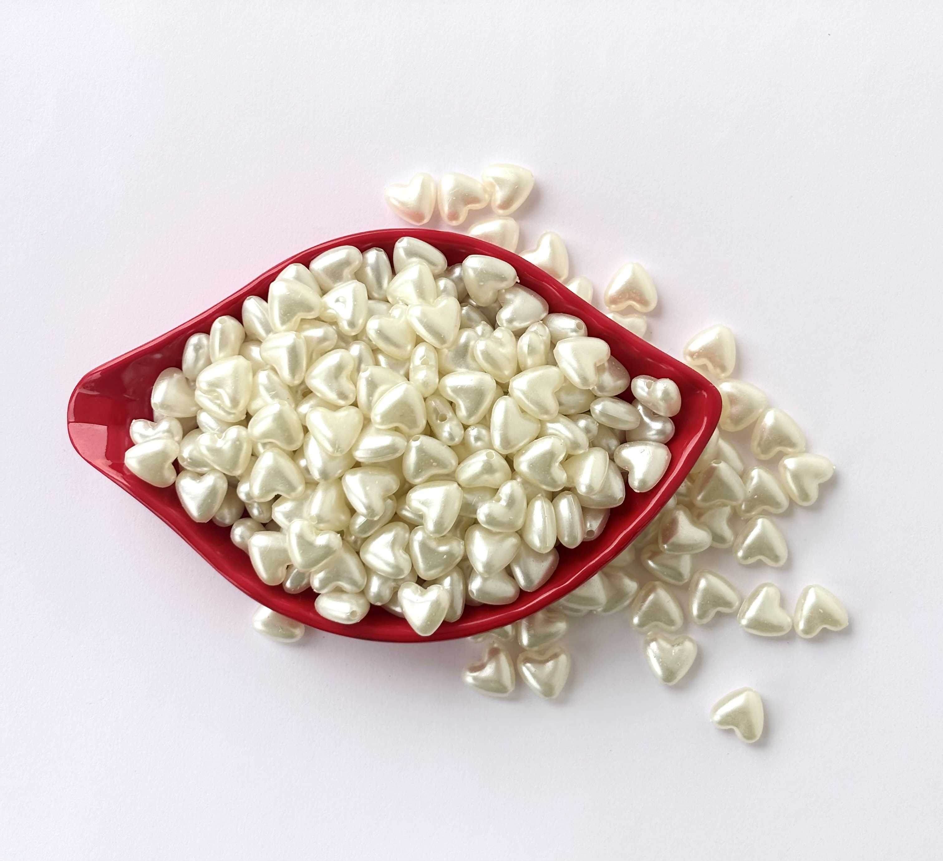 Cream Heart Pearl Beads