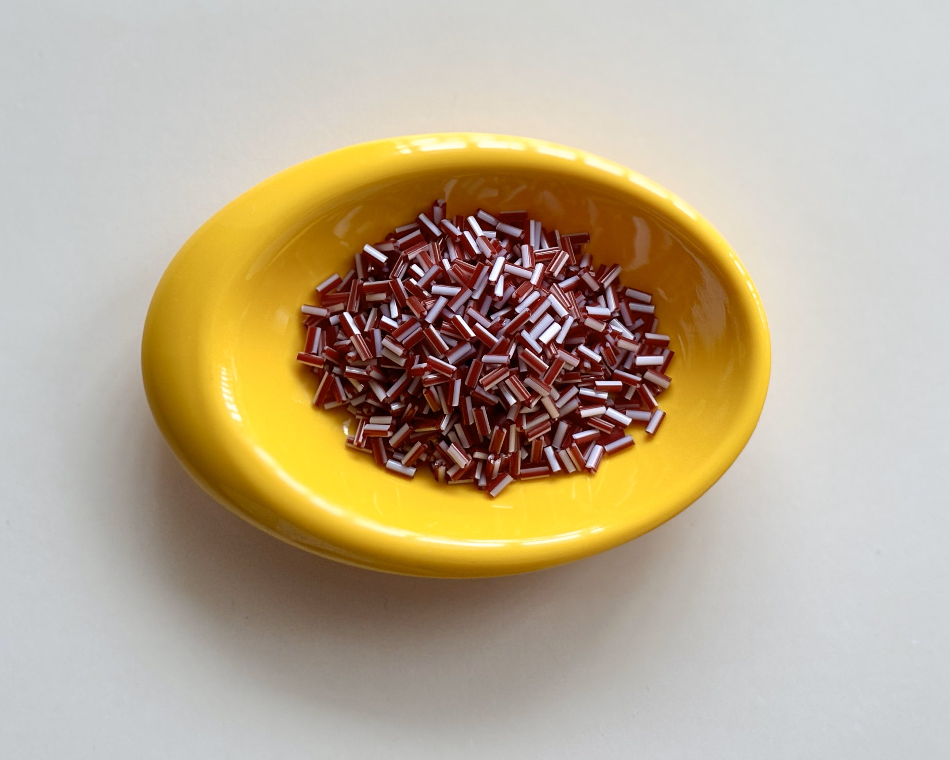 Burgundy Red and White Tubular Beads