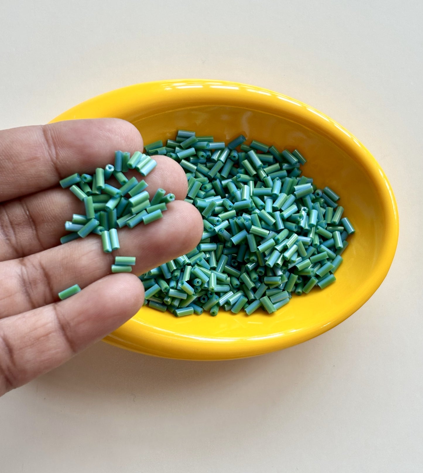 Light Blue and Pale Green Tubular Beads