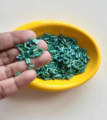 Light Blue and Pale Green Tubular Beads