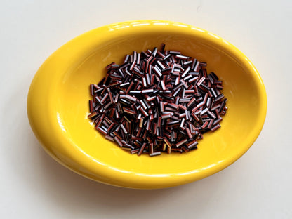 Reddish Brown White and Black Tubular Beads