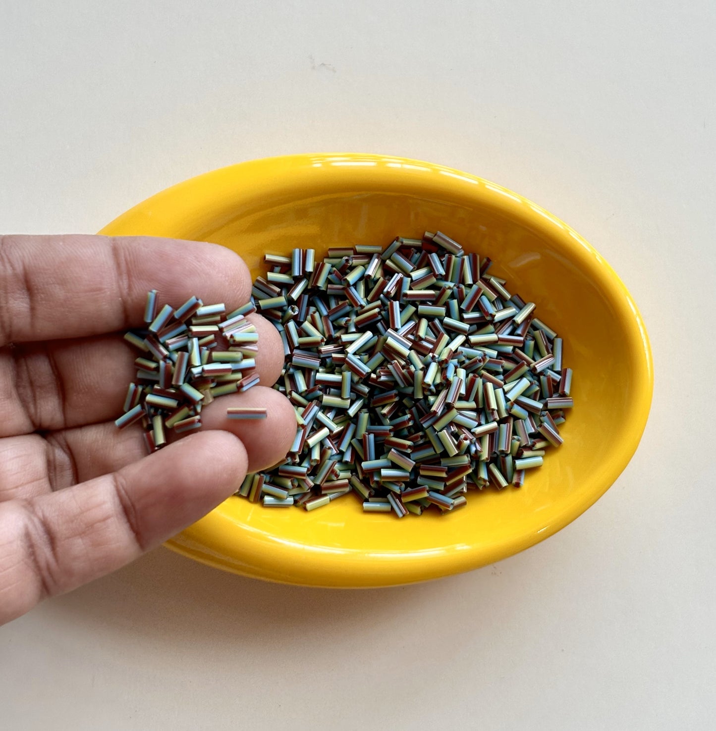 Blue Green and Brown Tubular Beads