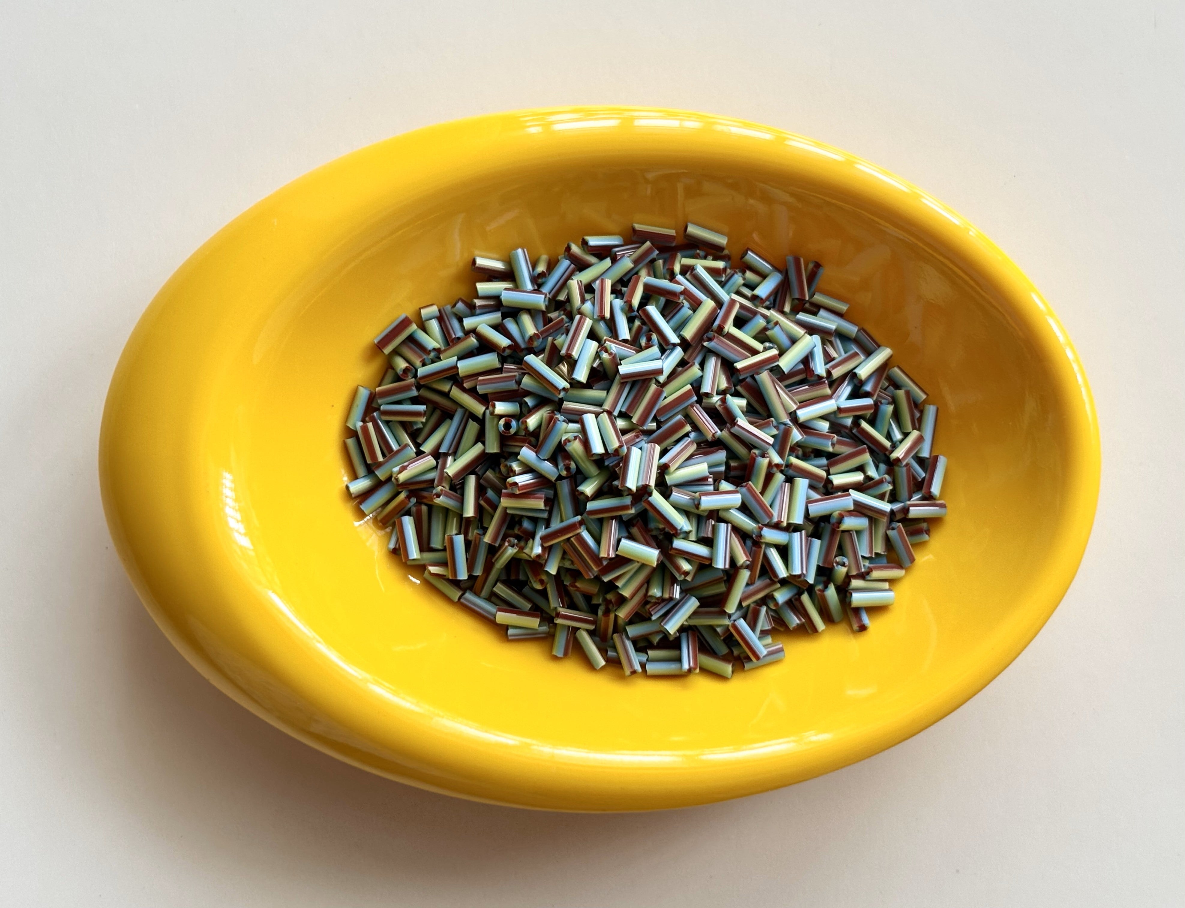 Blue Green and Brown Tubular Beads