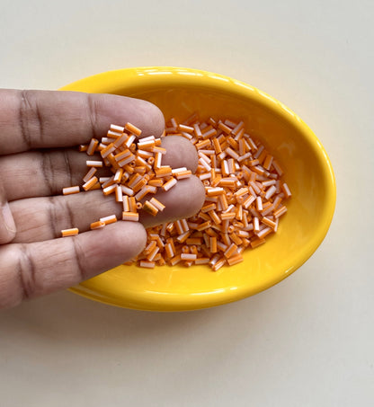 Orange and White Tubular Beads