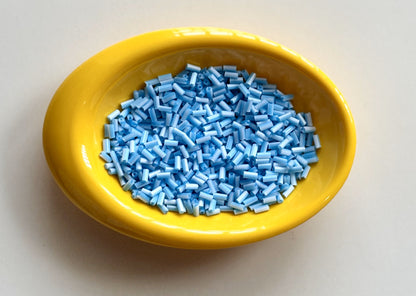 Light Blue and White Tubular Beads