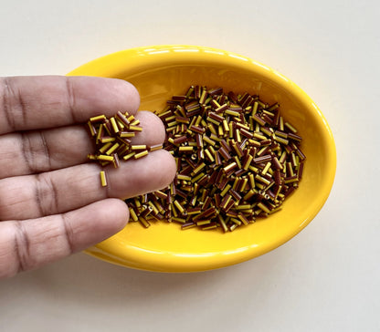 Dark Yellow and Dark Red Tubular Beads