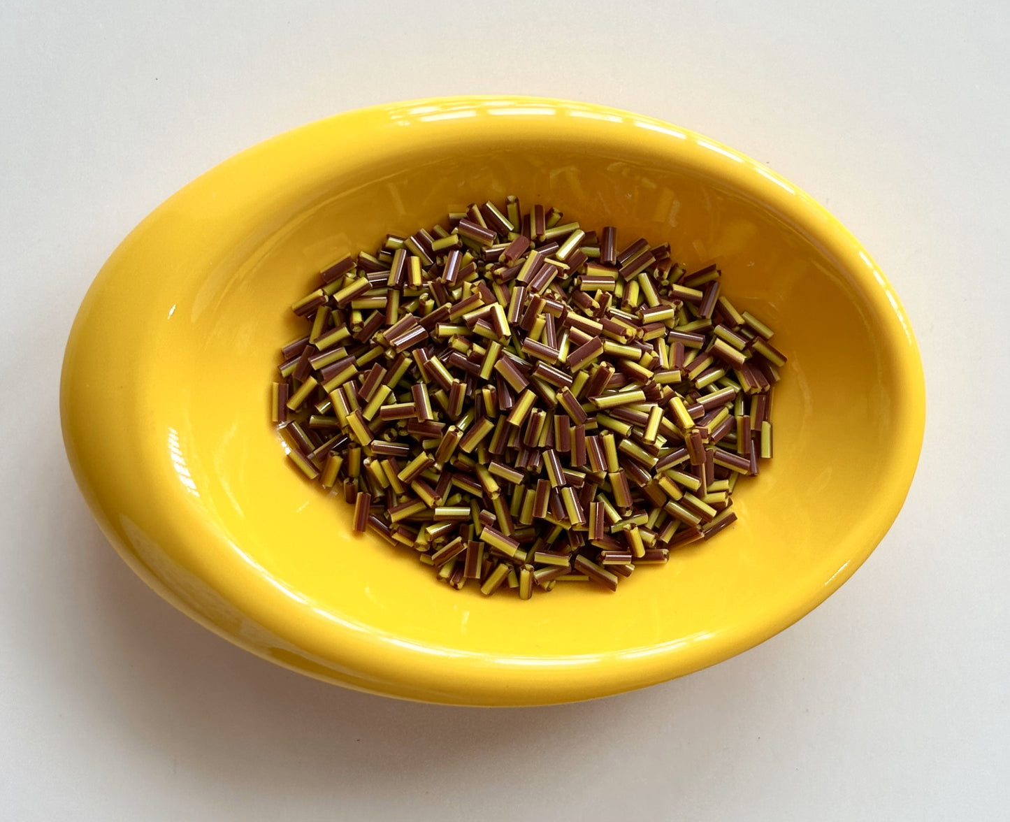 Dark Yellow and Dark Red Tubular Beads